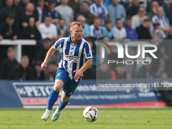 Adam Campbell of Hartlepool United during the Vanarama National League match between Hartlepool United and FC Halifax Town at Victoria Park...