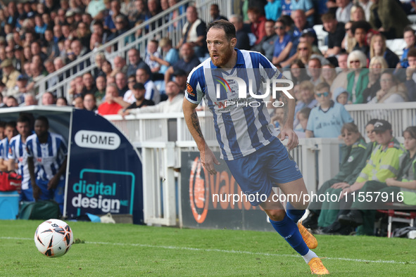 Hartlepool United's Tom Parkes is in action during the Vanarama National League match between Hartlepool United and FC Halifax Town at Victo...