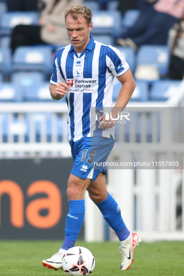 Hartlepool United's Greg Sloggett during the Vanarama National League match between Hartlepool United and FC Halifax Town at Victoria Park i...