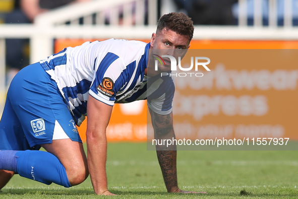 Hartlepool United's Gary Madine during the Vanarama National League match between Hartlepool United and FC Halifax Town at Victoria Park in...