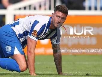 Hartlepool United's Gary Madine during the Vanarama National League match between Hartlepool United and FC Halifax Town at Victoria Park in...