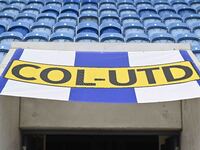 A club banner is inside the stadium during the Sky Bet League 2 match between Colchester United and Bromley at the Weston Homes Community St...