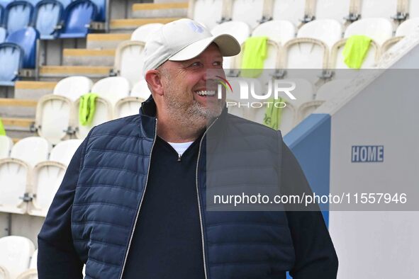 Manager Andy Woodman (Manager Bromley) prior to the Sky Bet League 2 match between Colchester United and Bromley at the Weston Homes Communi...