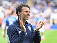 Manager Danny Cowley (Manager Colchester United) applauds fans prior to the Sky Bet League 2 match between Colchester United and Bromley at...