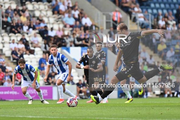 Michael Cheek (9 Bromley) scores from the penalty spot to make it 0-1 during the Sky Bet League 2 match between Colchester United and Bromle...