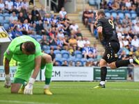 Michael Cheek (9 Bromley) celebrates after scoring the team's first goal from the penalty spot during the Sky Bet League 2 match between Col...