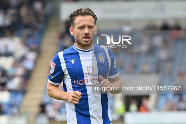 Jack Payne (10 Colchester United) looks on during the Sky Bet League 2 match between Colchester United and Bromley at the Weston Homes Commu...