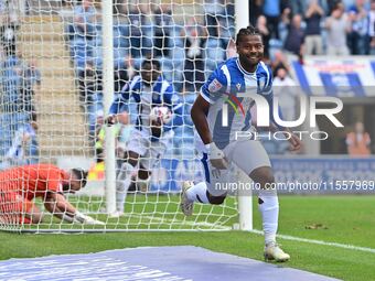 Owura Edwards (21 Colchester United) celebrates after scoring the team's first goal during the Sky Bet League 2 match between Colchester Uni...