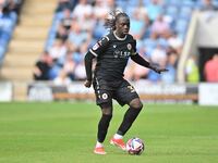 Idris Odutayo (30 Bromley) controls the ball during the Sky Bet League 2 match between Colchester United and Bromley at the Weston Homes Com...