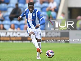 Samson Tovide (9 Colchester United) passes the ball during the Sky Bet League 2 match between Colchester United and Bromley at the Weston Ho...