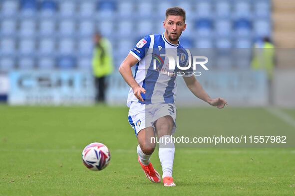 Ellis Landolo (3 Colchester United) passes the ball during the Sky Bet League 2 match between Colchester United and Bromley at the Weston Ho...