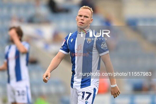 Anthony Scully (17 Colchester) looks on during the Sky Bet League 2 match between Colchester United and Bromley at the Weston Homes Communit...