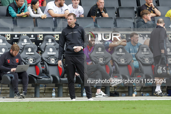 Milton Keynes Dons manager Michael Williamson during the second half of the Sky Bet League 2 match between MK Dons and Walsall at Stadium MK...