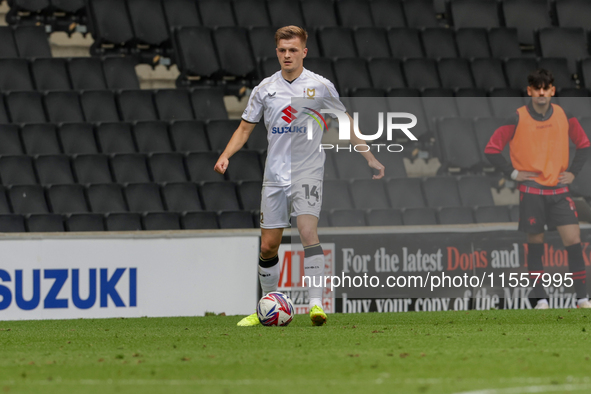 Milton Keynes Dons' Joe Tomlinson during the first half of the Sky Bet League 2 match between MK Dons and Walsall at Stadium MK in Milton Ke...