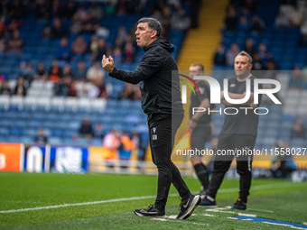 Southend United Manager Kevin Maher during the Vanarama National League match between Oldham Athletic and Southend United at Boundary Park i...