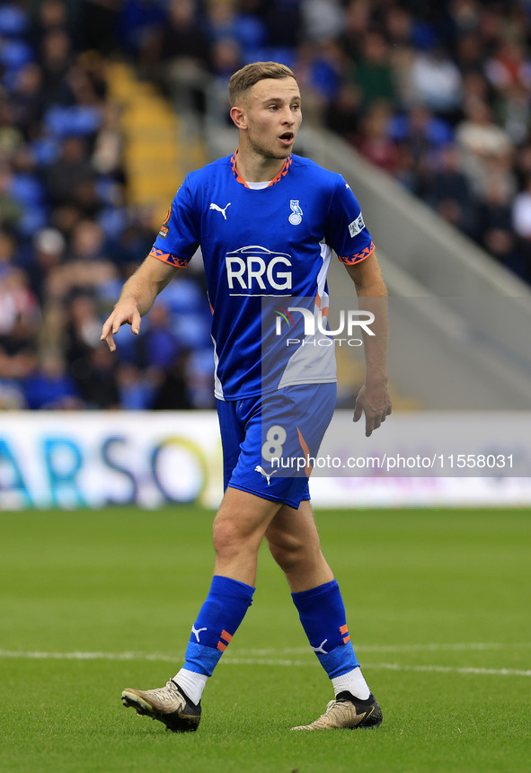 Josh Lundstram of Oldham Athletic Association Football Club during the Vanarama National League match between Oldham Athletic and Southend U...