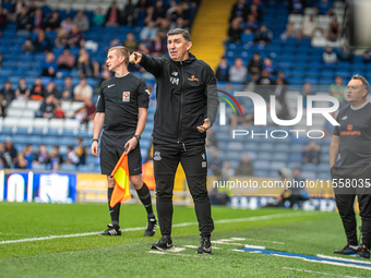 Southend United Manager Kevin Maher during the Vanarama National League match between Oldham Athletic and Southend United at Boundary Park i...