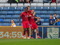 Gus Scott-Morriss of Southend United celebrates during the Vanarama National League match between Oldham Athletic and Southend United at Bou...