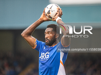 Oldham Athletic's Manny Monthe during the Vanarama National League match between Oldham Athletic and Southend United at Boundary Park in Old...