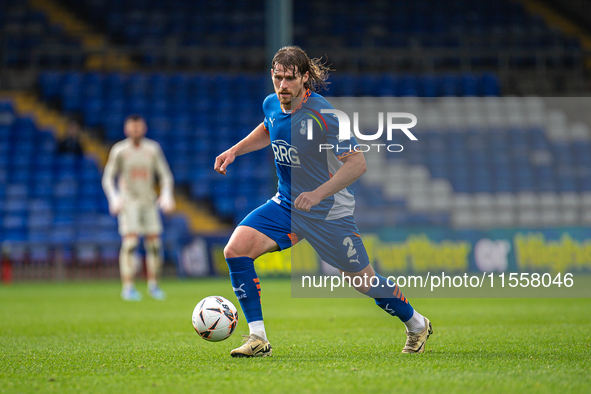 Oldham Athletic's Reagan Ogle during the Vanarama National League match between Oldham Athletic and Southend United at Boundary Park in Oldh...