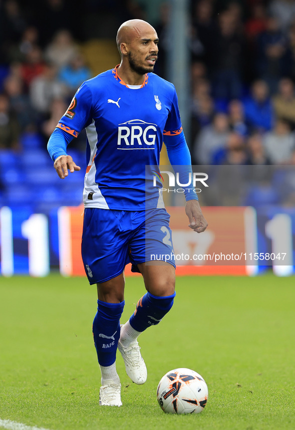 Jake Caprice of Oldham Athletic Association Football Club during the Vanarama National League match between Oldham Athletic and Southend Uni...