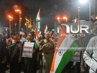 Citizens of Kolkata protest over the sexual assault and murder of a postgraduate woman doctor in Kolkata, India, on September 8, 2024. (