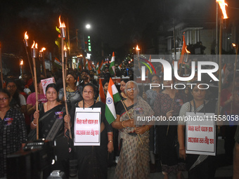 Citizens of Kolkata protest over the sexual assault and murder of a postgraduate woman doctor in Kolkata, India, on September 8, 2024. (