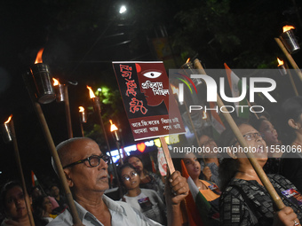 Citizens of Kolkata protest over the sexual assault and murder of a postgraduate woman doctor in Kolkata, India, on September 8, 2024. (