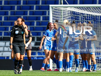 Birmingham City Women celebrate the goal by #17, Lucy Quinn of Birmingham (hidden), during the FA Women's Championship match between Birming...