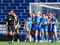 Birmingham City Women celebrate the goal by #17, Lucy Quinn of Birmingham (hidden), during the FA Women's Championship match between Birming...