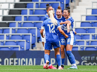 Lily Agg of Birmingham celebrates her goal with teammates during the FA Women's Championship match between Birmingham City and Sunderland at...