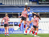 Amy Goddard of Sunderland and Tegan McGowan of Birmingham battle in the air during the FA Women's Championship match between Birmingham City...