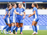 Lucy Quinn of Birmingham celebrates scoring from the penalty spot with her teammates during the FA Women's Championship match between Birmin...