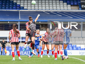 Demi Lambourne of Sunderland attempts to intercept the corner ball during the FA Women's Championship match between Birmingham City and Sund...