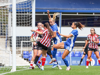 Libby Smith of Birmingham (partially obscured) attempts to head at goal during the FA Women's Championship match between Birmingham City and...