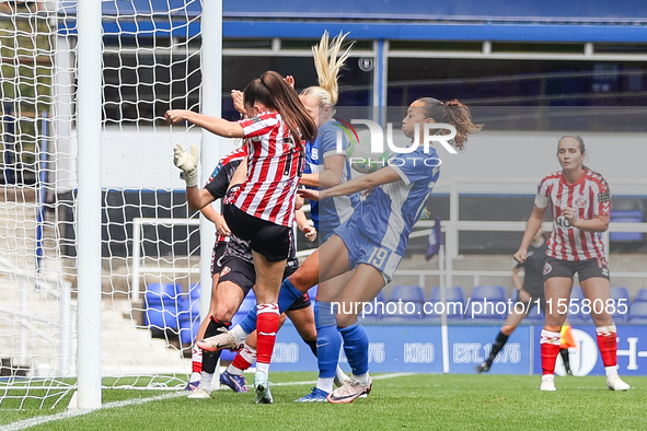 #19, Tegan McGowan of Birmingham attempts to control the blocked header during the FA Women's Championship match between Birmingham City and...