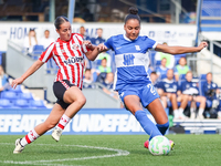 #18, Libby McInnes of Sunderland challenges #21, Ashanti Akpan of Birmingham during the FA Women's Championship match between Birmingham Cit...