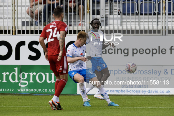 Ged Garner of Barrow scores their goal during the Sky Bet League 2 match between Barrow and Swindon Town at Holker Street in Barrow-in-Furne...