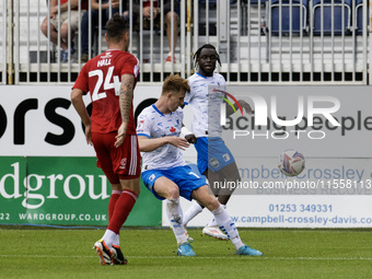 Ged Garner of Barrow scores their goal during the Sky Bet League 2 match between Barrow and Swindon Town at Holker Street in Barrow-in-Furne...