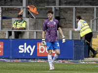 Barrow's Rory Feely takes over in goal after Paul Farman is sent off during the Sky Bet League 2 match between Barrow and Swindon Town at Ho...