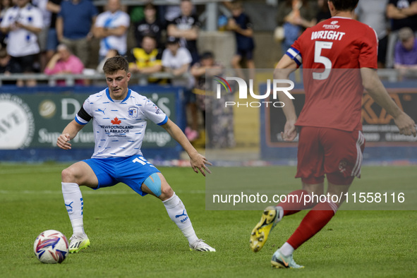 Barrow's Robbie Gotts is in action during the Sky Bet League 2 match between Barrow and Swindon Town at Holker Street in Barrow-in-Furness,...