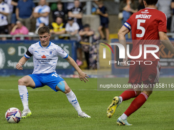 Barrow's Robbie Gotts is in action during the Sky Bet League 2 match between Barrow and Swindon Town at Holker Street in Barrow-in-Furness,...