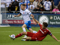 Elliot Newby of Barrow plays during the Sky Bet League 2 match between Barrow and Swindon Town at Holker Street in Barrow-in-Furness, Englan...