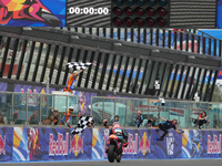 Ogura Ai wins under the finish flag during the Gran Premio Red Bull di San Marino e della Riviera di Rimini Grand Prix Race MotoGP on Sunday...