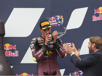 Arbilino, Tony winner, stands on the podium during the Gran Premio Red Bull di San Marino e della Riviera di Rimini Grand Prix Race MotoGP o...