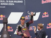 Arbilino, Tony winner, stands on the podium during the Gran Premio Red Bull di San Marino e della Riviera di Rimini Grand Prix Race MotoGP o...