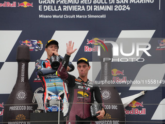 Arbilino, Tony winner, stands on the podium during the Gran Premio Red Bull di San Marino e della Riviera di Rimini Grand Prix Race MotoGP o...