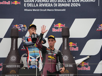 Arbilino, Tony winner, stands on the podium during the Gran Premio Red Bull di San Marino e della Riviera di Rimini Grand Prix Race MotoGP o...