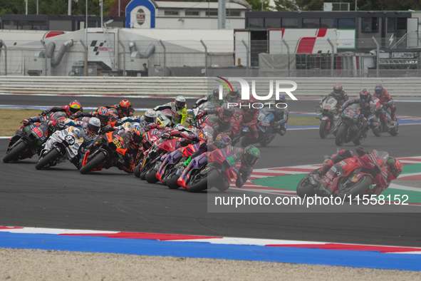 The MotoGP race starts during the Gran Premio Red Bull di San Marino e della Riviera di Rimini at Misano World Circuit Marco Simoncelli in M...