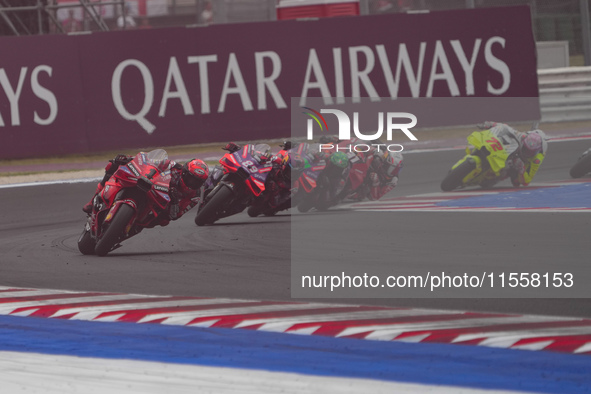 Francesco Bagnaia participates in the Gran Premio Red Bull di San Marino e della Riviera di Rimini Grand Prix Race MotoGP on Sunday at Misan...